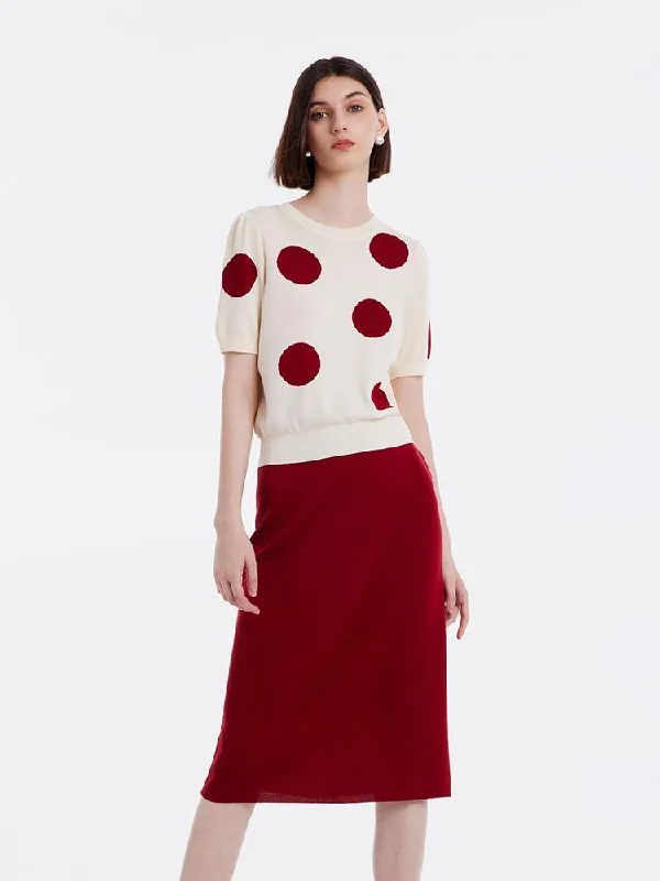 Tencel Jacquard Knitted Top And Women Skirt Two-piece Set