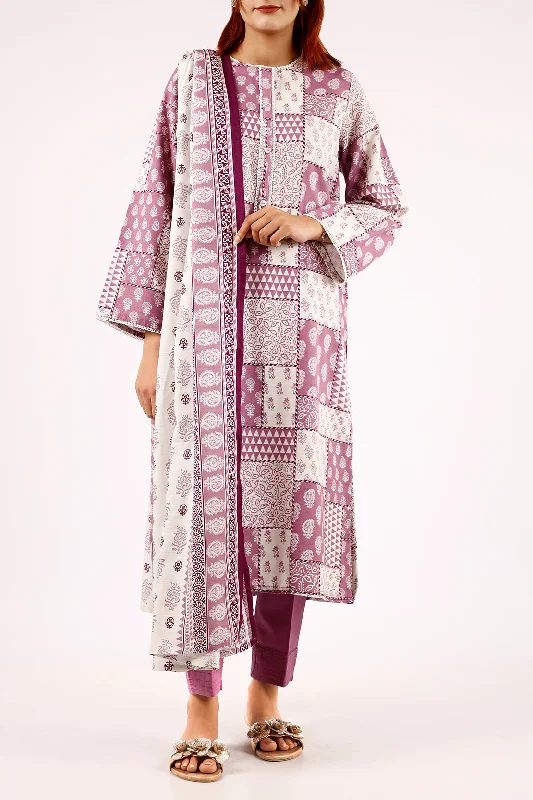 Printed Khaddar Stitched 3 Piece