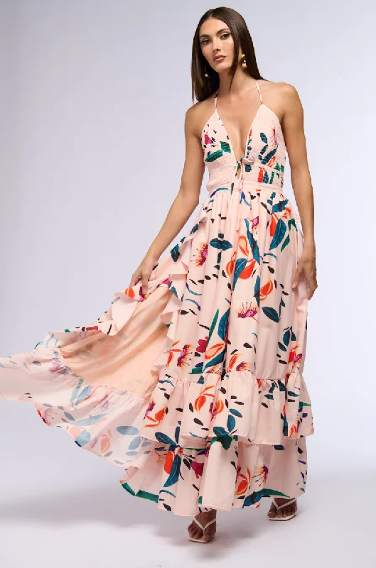 women's high-end dressesPARADISE FLORAL MAXI DRESS