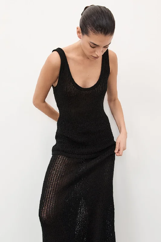 MARGOT BLACK SCOOP CROCHET TANK