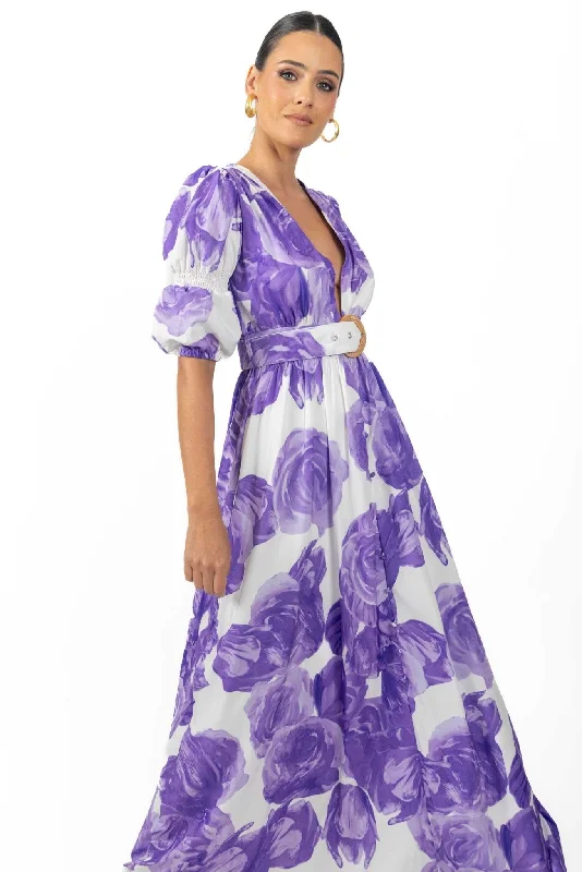 women's wedding guest dressesVerona Maxi Women's Floral Dress Lilac