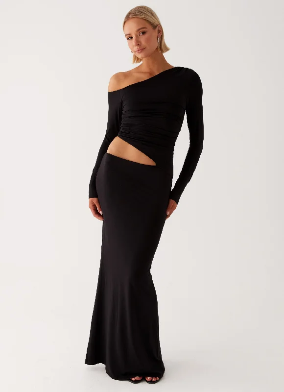 women's velvet dressesGood Vibrations Maxi Dress - Black