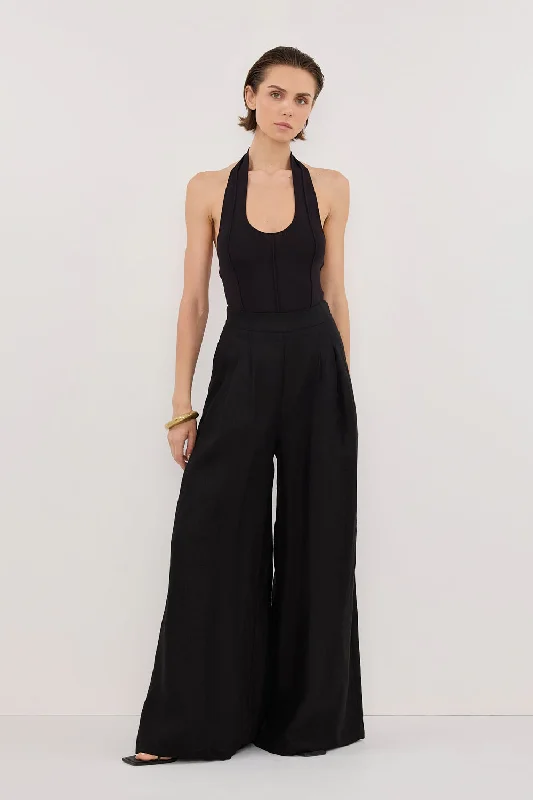 CODY BLACK WIDE LINEN PANT