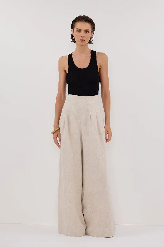 CODY NATURAL WIDE LINEN PANT