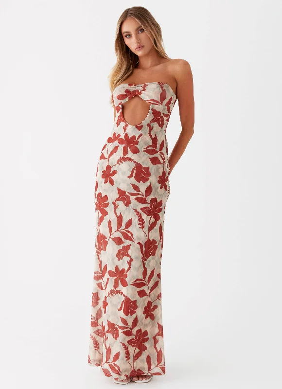 women's high-end dressesDearest Maxi Dress - Red Green Floral