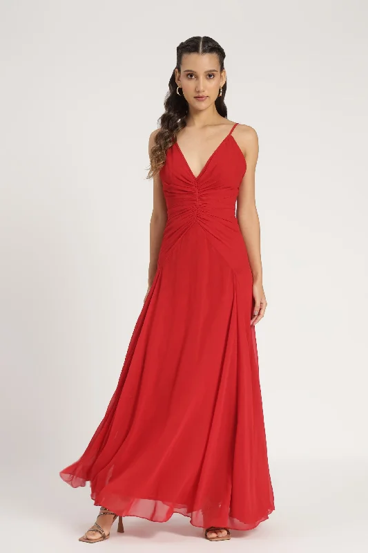 Custom DressWhitley Maxi Dress in Red