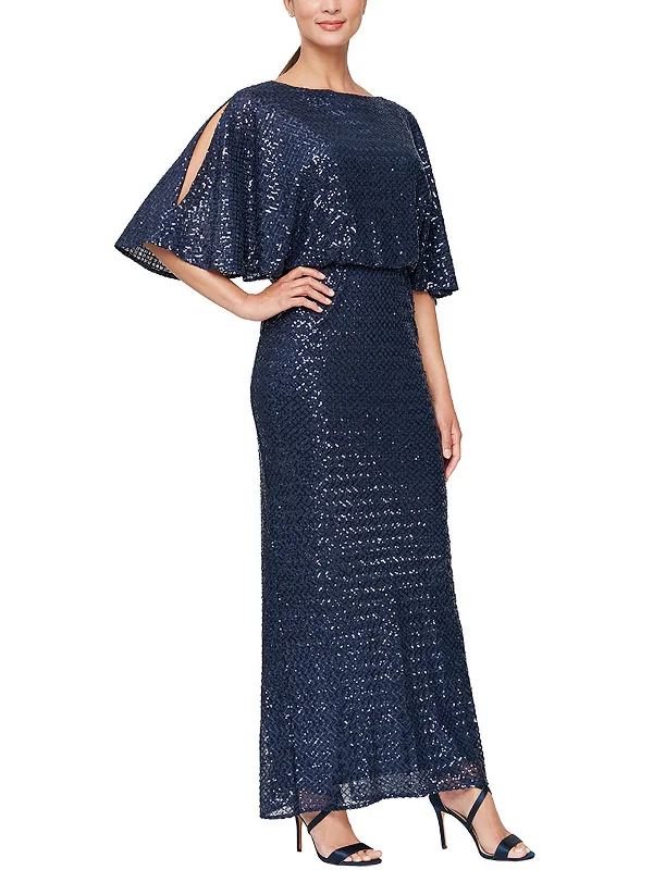 women's ruffle dressesWomens Sequined Maxi Evening Dress