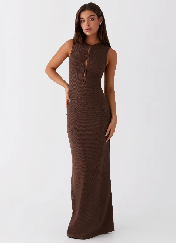 women's halter dressesShay Cut Out Maxi Dress - Chocolate