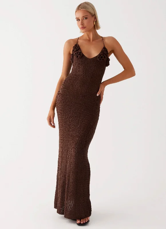 Lace DressZara Rose Crochet Maxi Dress - Chocolate