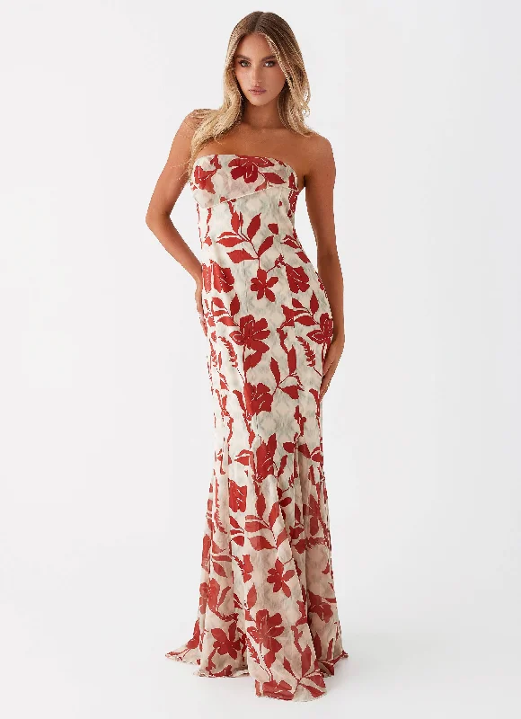 Jersey DressWilla Maxi Dress - Red Green Floral