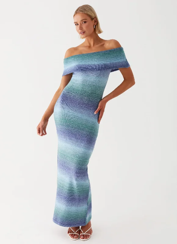 women's formal dressesClarity Knit Maxi Dress - Blue Ombre