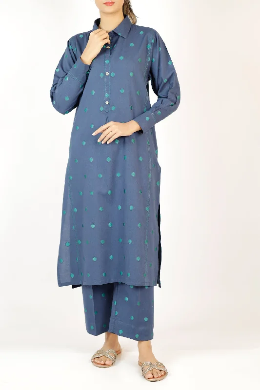 Cotton Jacquard Stitched 2 Piece (Shirt/Trouser)