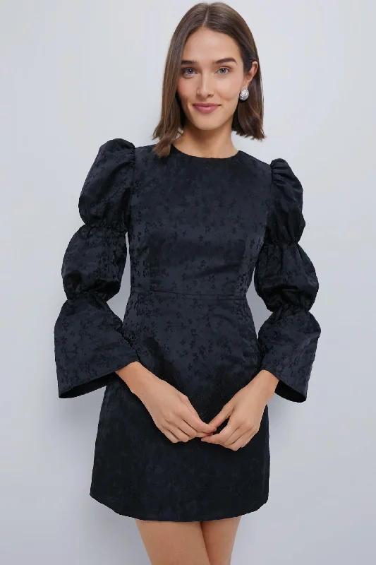 Sleeveless DressBlack Jacquard Puff Sleeve Darcy Mini Dress