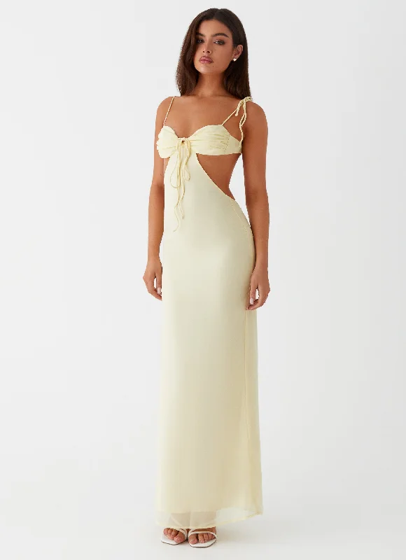 Solid Color DressTyra Ruched Maxi Dress - Yellow