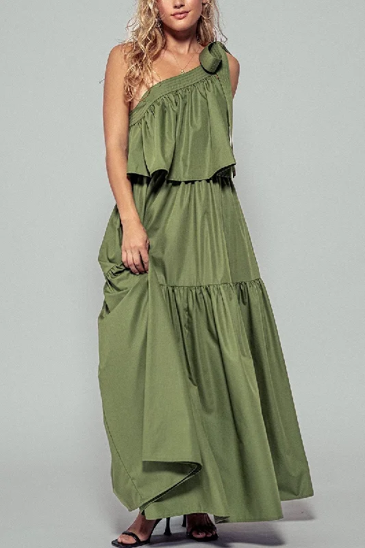 Custom DressTrend:Notes Women's Dresses One Shoulder Maxi Dress