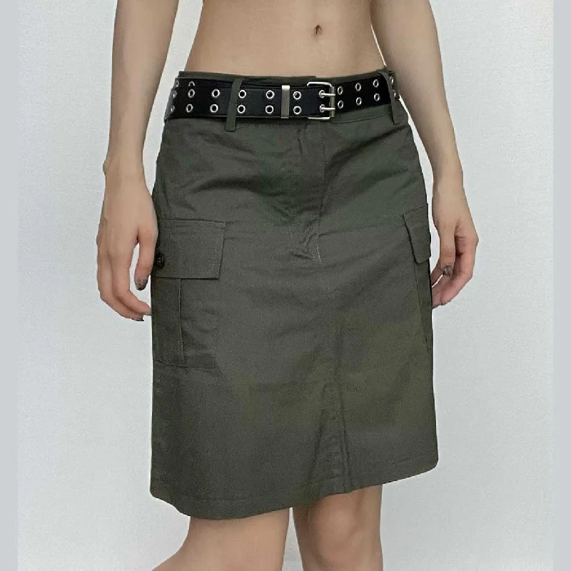 women's chic wrap skirtsSolid cargo pocket button low rise mini skirt