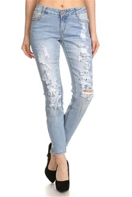 women's lace-up pantsAmerican Blue -Distressed Cotton Jeans - Pack of 12