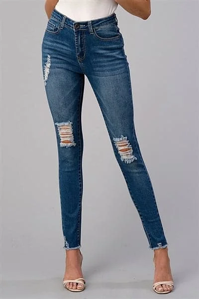 women's ripped pantsAmerican Blue Distressed Skinny Denim Jeans - Pack of 12