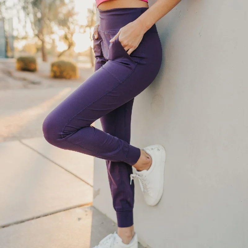 women's jogger pantsStudio Skin Joggers - Eggplant