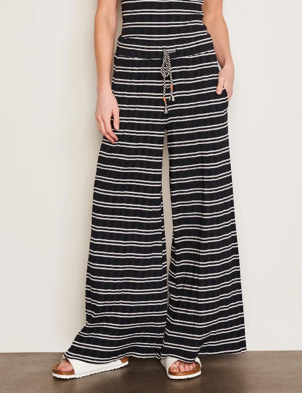 women's wedding pantsSundry Variegated Rib Stripe Wide Leg Pant in Deep Navy