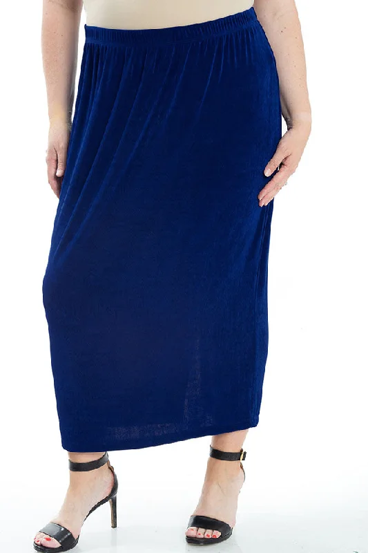 women's casual high-slit skirtsVikki Vi Classic Royal Blue Straight Maxi Skirt