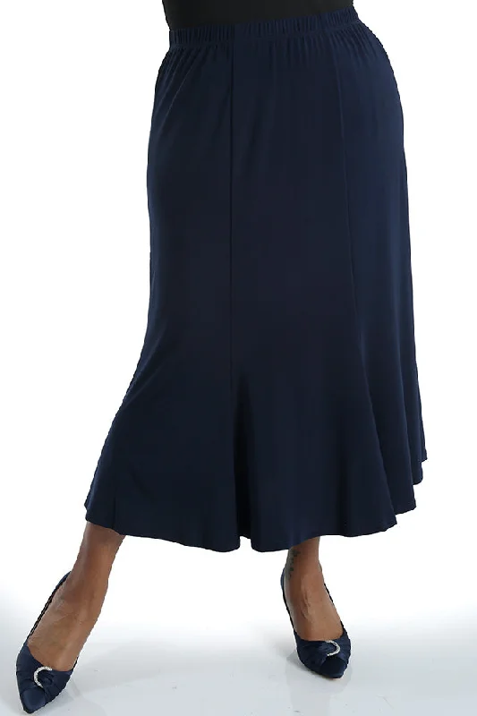 women's formal tiered skirtsVikki Vi Jersey Navy Midi Length Trumpet Skirt