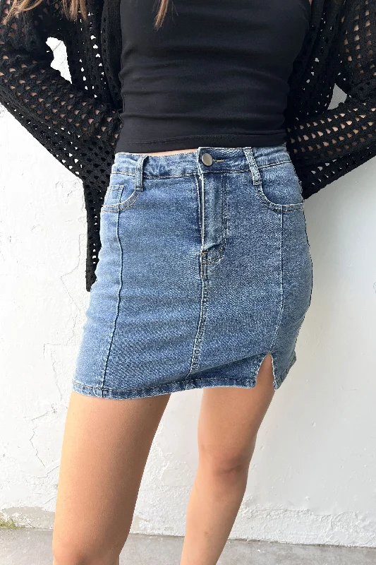 women's maxi skirtsFITTED JEAN MINI JEAN SKIRT