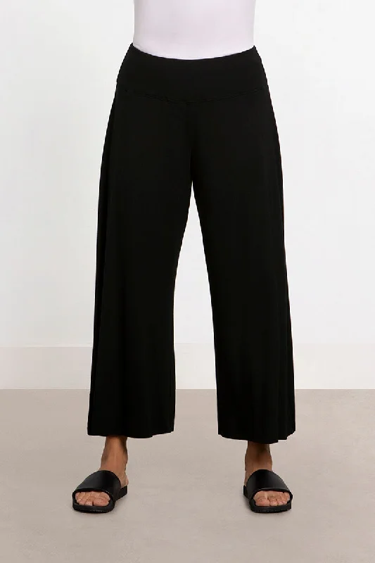 Plunging Neckline DressBamboo Wide Leg Crop | Black