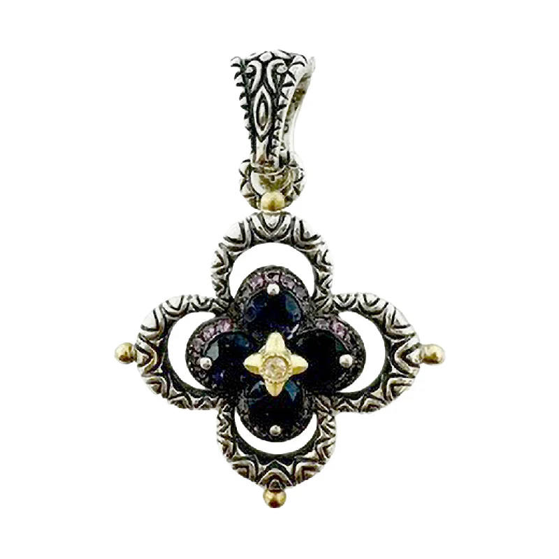 women's smart casual dressesBarbara Bixby Sterling Silver and 18K Gold Flower Pendant with Iolite