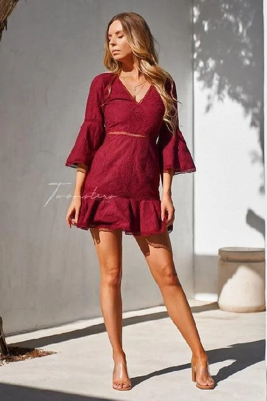 women's flutter-sleeved dressesCourtney Dress - Red