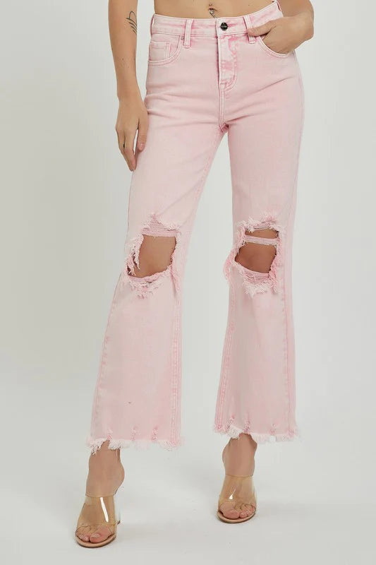 Jersey DressDistressed Straight Leg Acid Pink Jeans