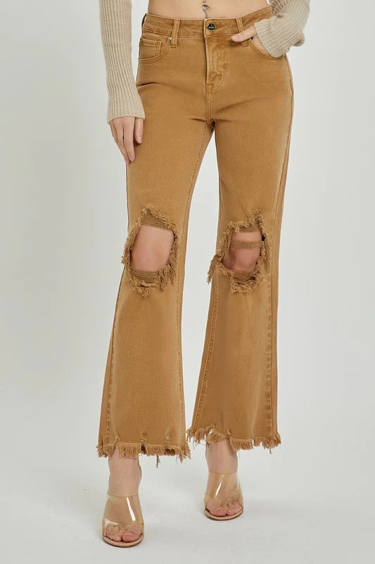 Striped DressDistressed Straight Leg Mocha Jeans