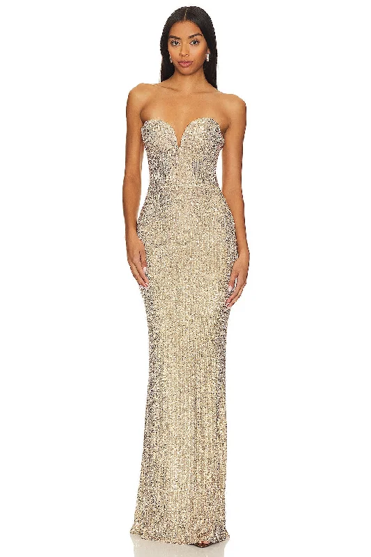 Laced-Up DressNookie Lumiere Gown - Gold