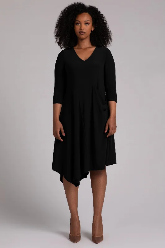 High-Neck DressSlant Pocket Dress | Black