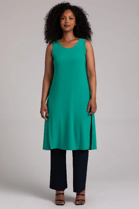 Short-Sleeve DressSleeveless High Slit Over Under | Emerald