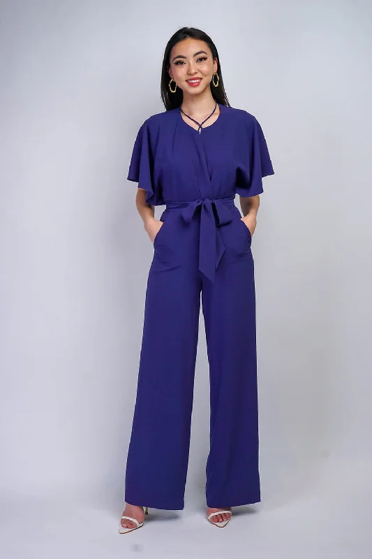 women's jumpsuits made of denimBluebonnet Pleated Wrap Necee Jumpsuit in