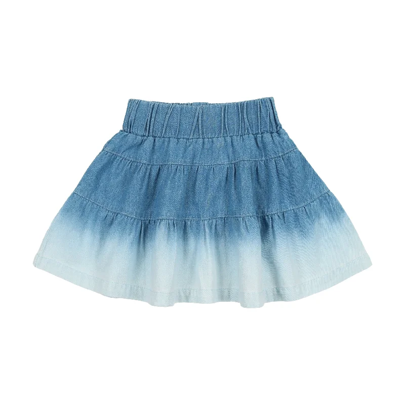 women's versatile work skirtsAnalogie Dip Dye Tiered Skirt - Denim