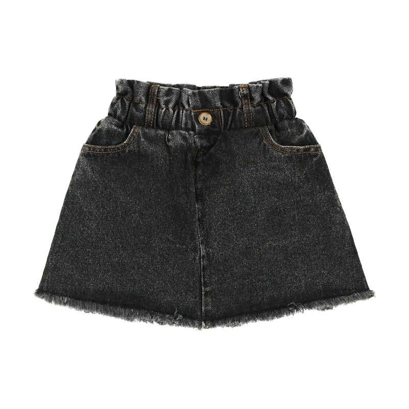 women's luxury lace skirtsAnalogie Fringe Denim Skirt - Structured Black Denim