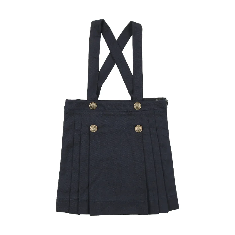 women's tiered skirtsAnalogie Pleated Suspender Skirt - Navy