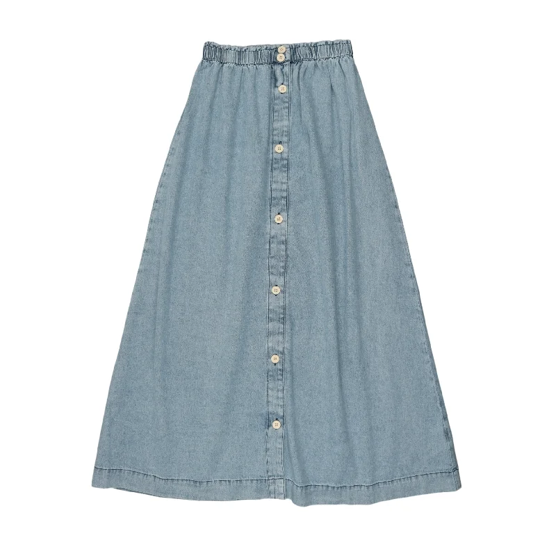 women's pencil pleat skirtsAnalogie Stonewash Long Button Down Skirt  - Stonewash