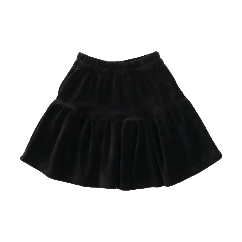 women's leather skirtsAnalogie Velour Tiered Skirt - Black