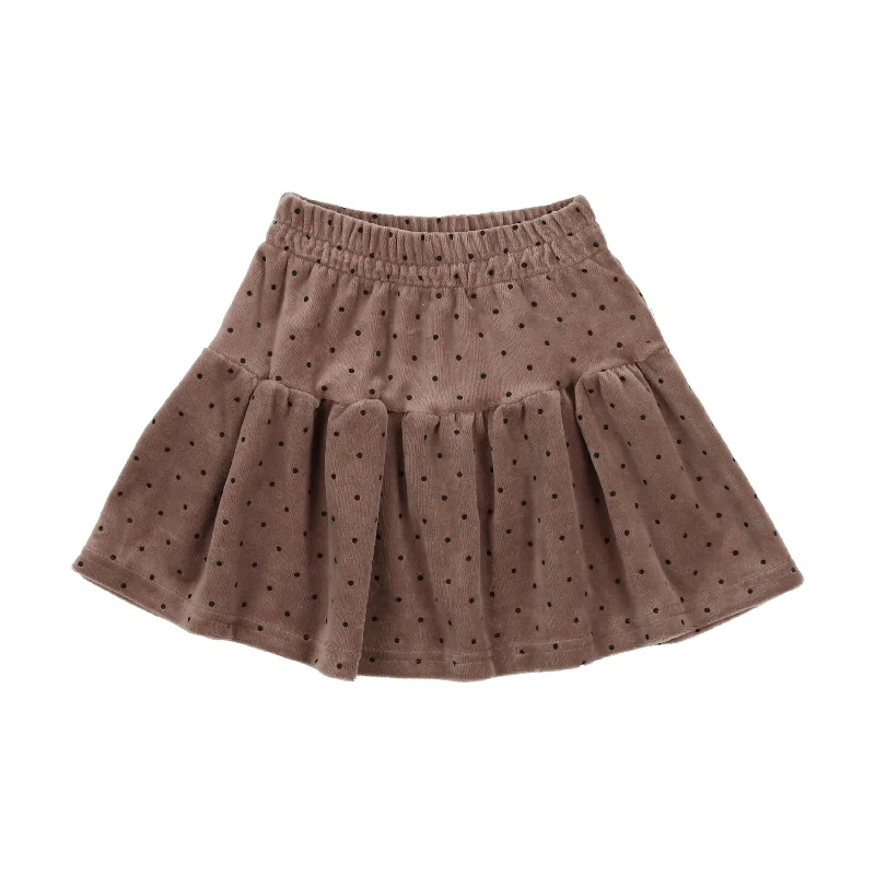 women's skater skirtsAnalogie Velour Tiered Skirt - Dotted Taupe