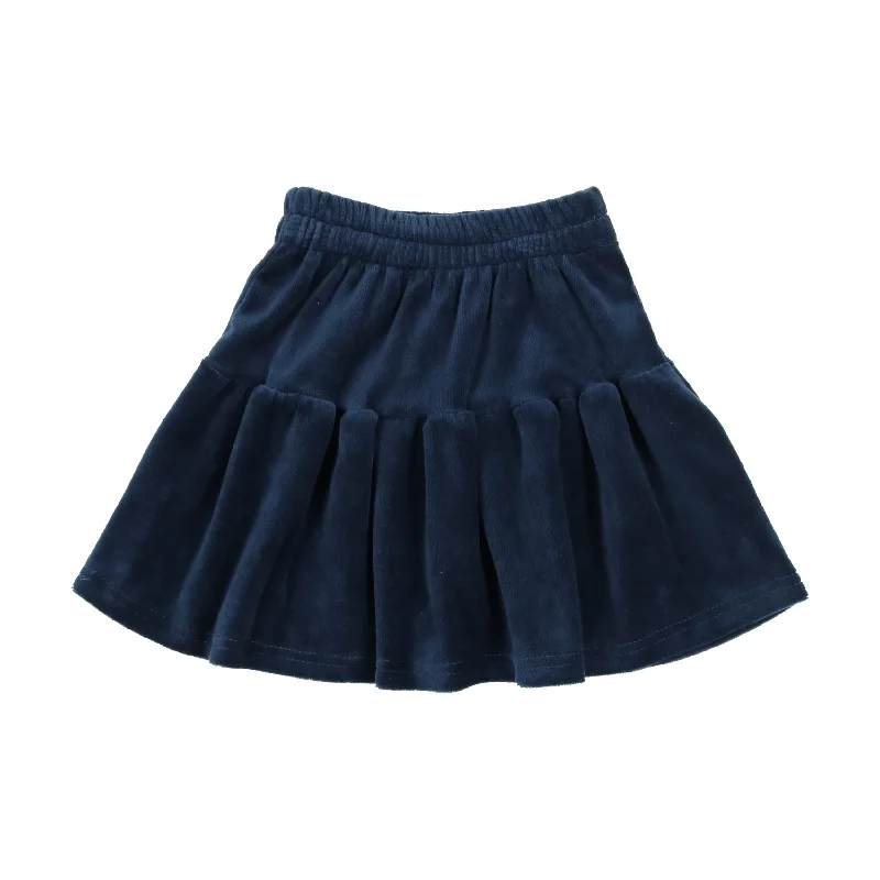 women's pleated skirtsAnalogie Velour Tiered Skirt - Mid Blue