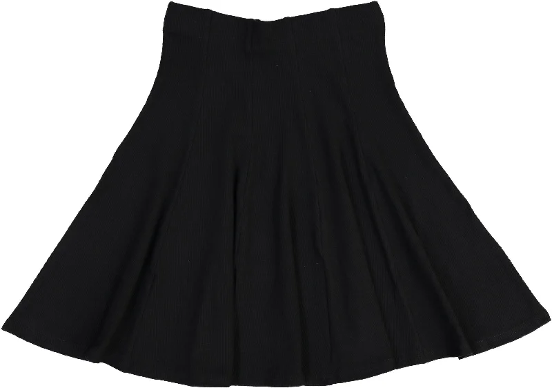 women's elastic waist skirtsBGDK Girls Ribbed Panel Skirt - Black BK1610