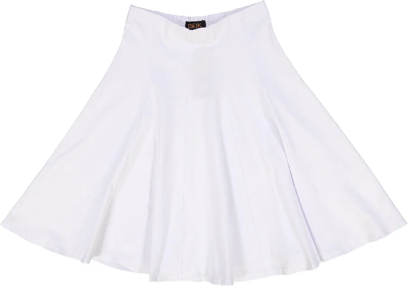 women's denim midi skirtsBGDK Ladies Cotton Panel Skirt 25" - White BK1602A