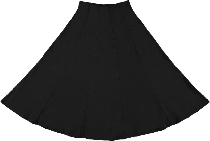 women's summer midi skirtsBGDK Ladies Midi Cotton Panel Skirt 32" - Black BK1602AM