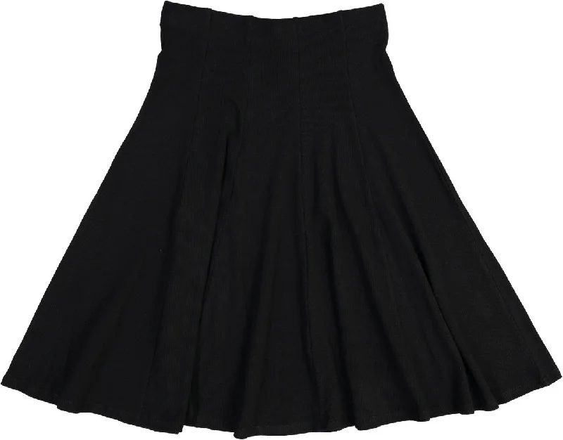 women's dressy circle skirtsBGDK Ladies Ribbed Panel Skirt - Black BK1610A