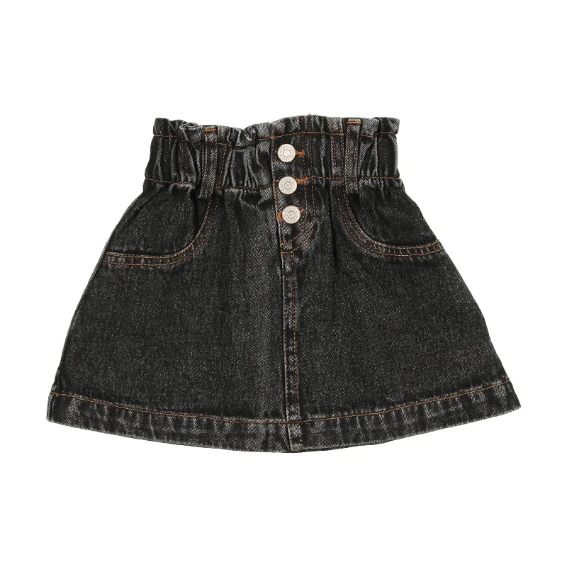 women's wool skirtsLil Legs Denim Paperbag Skirt - Black Denim