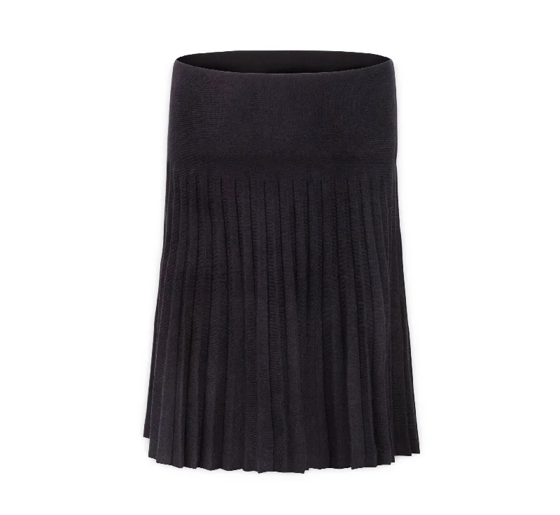 women's woven A-line skirts for summerMia Mod Ladies Year Round Pleated Skirt - Black