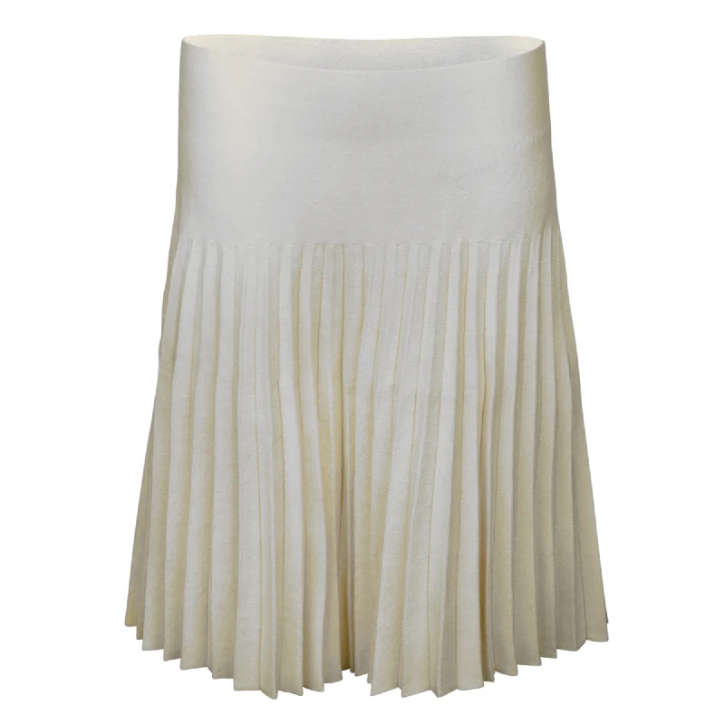 women's zip-front midi skirts for eventsMia Mod Ladies Year Round Pleated Skirt - Cream